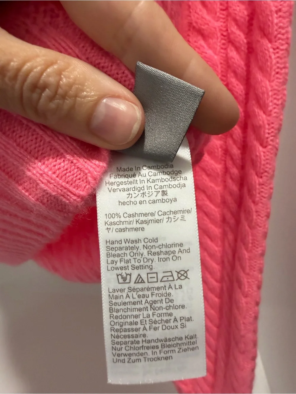 J. Crew perfect cable-knit neon capri pink cashmere crewneck sweater XS CO324